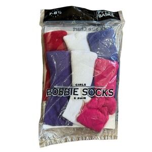 VTG 6 Pair Bobby Bobbie Socks NEW Colorful size 7-8 1/2 90s USA